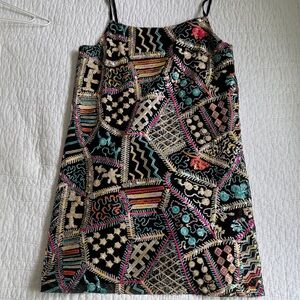 BB Dakota Black and Multicolor Embroidered Dress